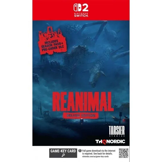 REANIMAL Deluxe Edition game cover showing a small brother and sister navigating a dark, stylized, and menacing environment