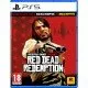 A PlayStation 5 game case featuring John Marston holding a sawed-off shotgun against a stark red and black western backdrop