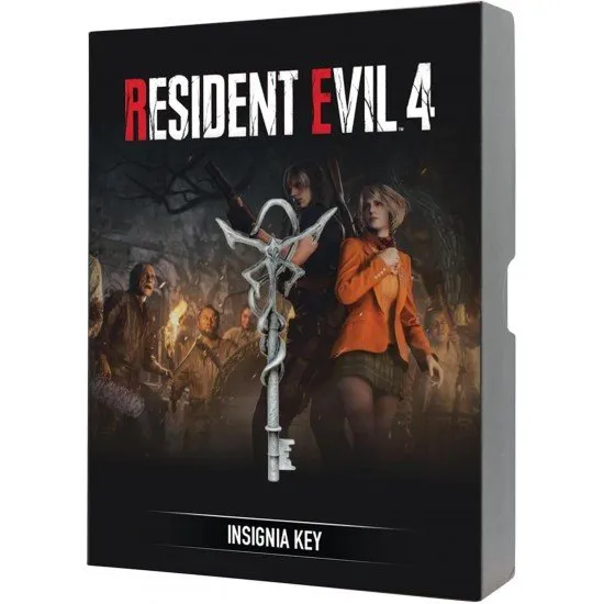 Metal replica of the Insignia Key from Resident Evil 4 featuring the Los Iluminados emblem