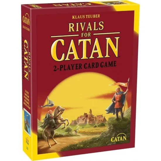 Two players sitting across from each other with personal card tableaus of settlements and roads