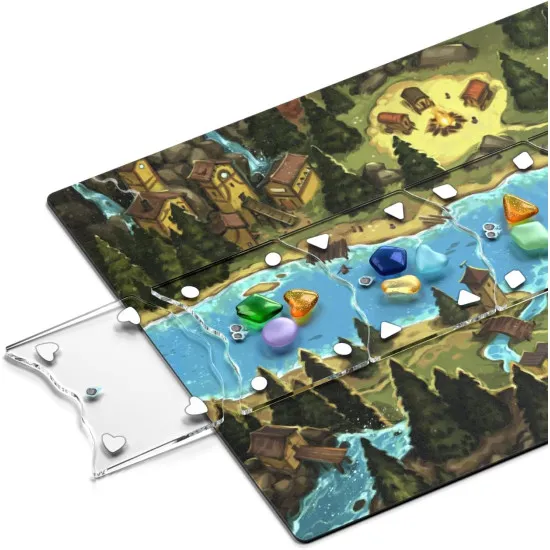 River Valley Glassworks board game box featuring woodland creature glassmakers and colourful river glass tile artwork
