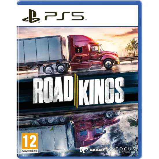 PlayStation 5 game case for Road Kings showing a 40-ton semi truck hauling cargo through a coastal southern landscape