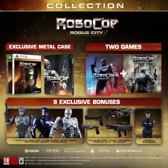 RoboCop Rogue City Collection PS5 The box art for RoboCop: Rogue City Collection on PS5, showing RoboCop in a futuristic, dystopian city setting.