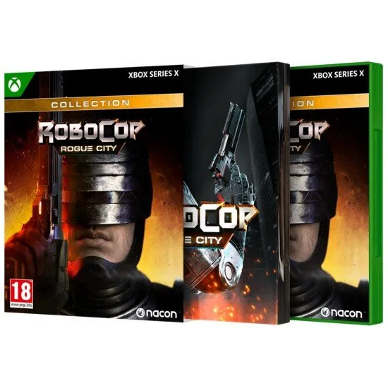 RoboCop Rogue City Collection Xbox Series X The box art for RoboCop: Rogue City Collection on Xbox Series X, showing RoboCop in a futuristic, dystopian city setting.