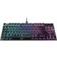 The Roccat Vulcan TKL Mechanical Gaming Keyboard in black, shown from a front angle. The tenkeyless design highlights the extra space available on a desk, and the RGB lighting is visible beneath the low-profile keys.