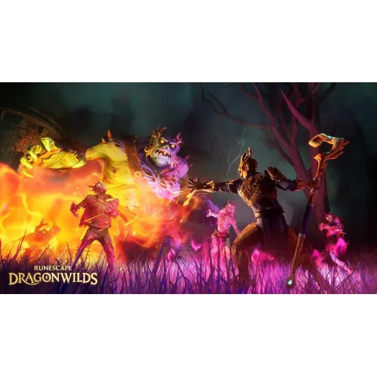 PlayStation 5 game case for RuneScape Dragonwilds depicting fantasy dragons and heroes battling in Ashenfall