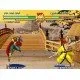 Two samurai clashing swords in a high-stakes duel with a vibrant traditional Japanese background