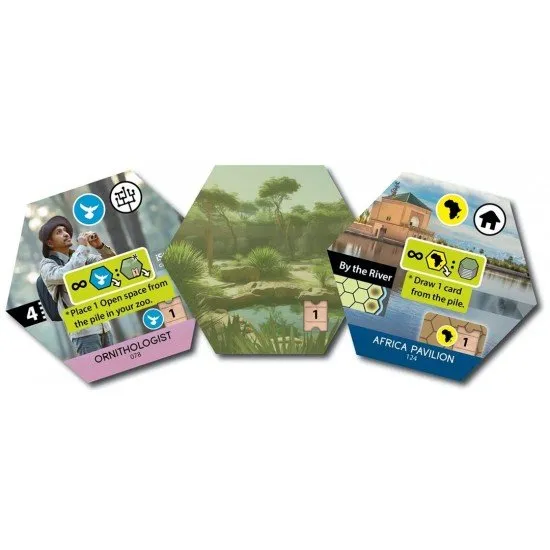 Sanctuary board game cover showing a colourful, scientifically-managed zoo with various animal and building tiles