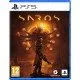 SAROS PS5 game cover featuring Arjun Devraj standing amidst the shifting alien ruins of Carcosa