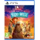 A PlayStation 5 game case depicting four teenage girls riding beautifully detailed horses across a wide open western canyon landscape with a wooden ranch in the distance