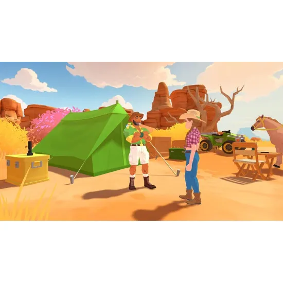 A PlayStation 5 game case depicting four teenage girls riding beautifully detailed horses across a wide open western canyon landscape with a wooden ranch in the distance