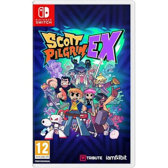 Four players fighting together in a chaotic 4-player co-op session of Scott Pilgrim EX