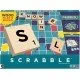 A double-sided Scrabble board showing the classic grid on one side and the colourful Scrabble Together layout on the other