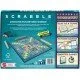 A double-sided Scrabble board showing the classic grid on one side and the colourful Scrabble Together layout on the other