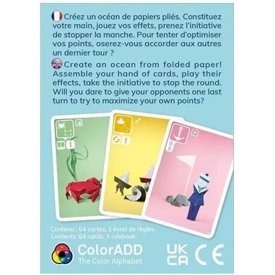 Various cards featuring professional origami photography of crabs, boats, and fish