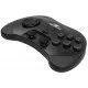Retro-Bit SEGA Saturn PRO Wireless Controller (black) showing the classic layout, Hall Effect analog sticks, and four shoulder buttons