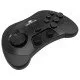 Retro-Bit SEGA Saturn PRO Wireless Controller (black) showing the classic layout, Hall Effect analog sticks, and four shoulder buttons