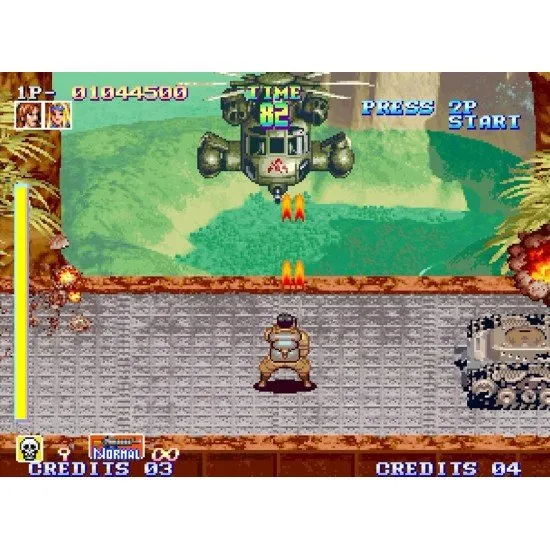 An overhead view of a three-man mercenary squad engaging enemy forces in a jungle combat zone