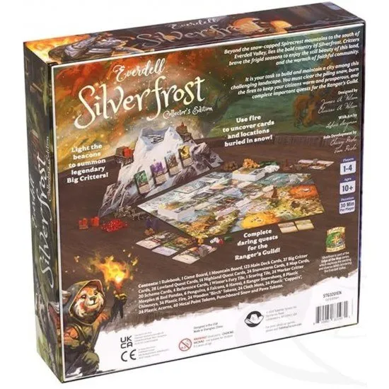 Everdell Silverfrost Collector's Edition box art showing a snowy mountain landscape and forest creatures