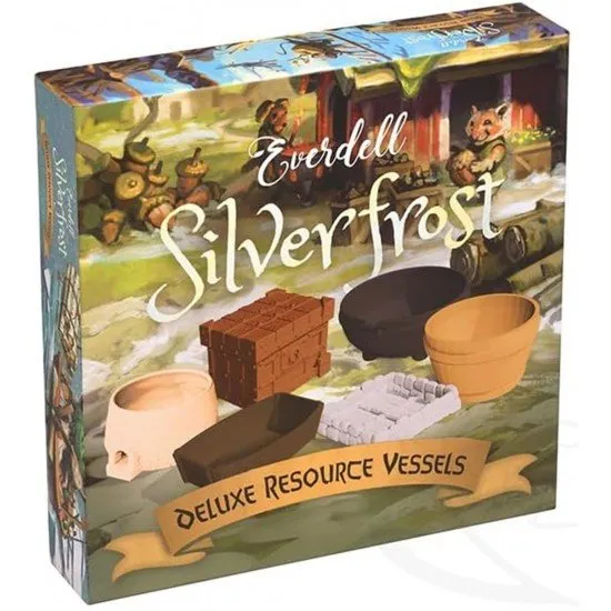 Detailed deluxe resource bowls designed to look like carved stone and wood for a board game