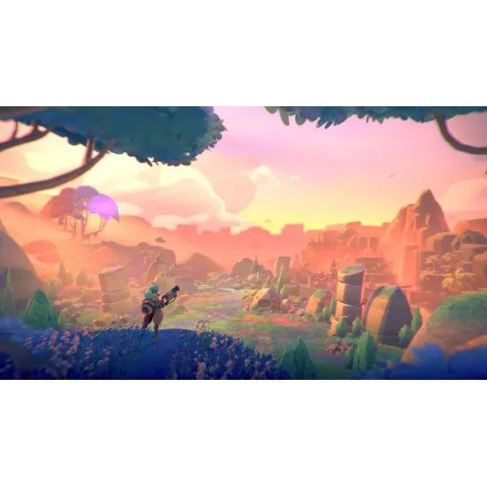 Slime Rancher 2 PS5 The box art for Slime Rancher 2 on PS5, showing the main character Beatrix LeBeau with several colorful slimes on a vibrant island.