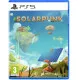 A PlayStation 5 game case depicting a cozy wooden home built on a floating island with wind turbines spinning under a bright sun as a player steers an airship nearby