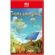 A Nintendo Switch 2 game case showing a player harvesting vegetables on a lush green floating island with a small transport drone carrying items to a chest
