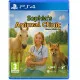 A PlayStation 4 game case displaying a smiling female veterinarian holding a clipboard next to a cute fox and a small donkey in a vibrant park landscape