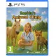 A PlayStation 5 game case showing a young female vet examining a friendly deer inside a modern, sunny wooden clinic room surrounded by trees