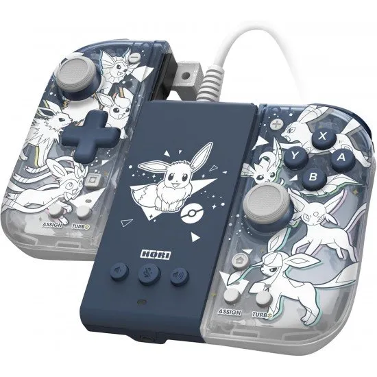 Split Pad Compact Attachment Set Eevee Edition for Nintendo Switch showing Eevee-themed controller design front view