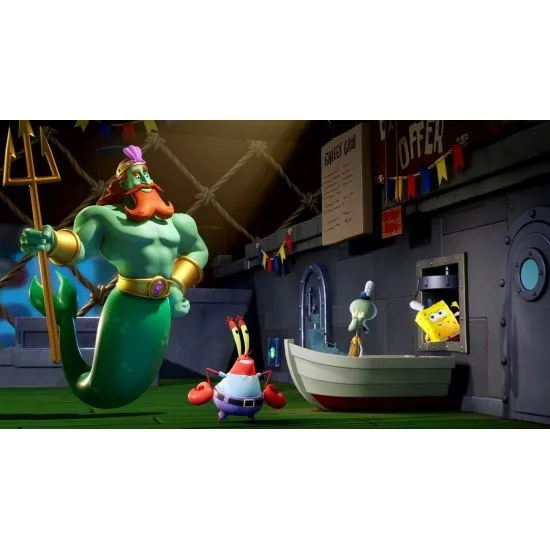 The box art for SpongeBob SquarePants: Titans of the Tide on PS5, showing SpongeBob and Patrick with a spooky, ghostly glow.