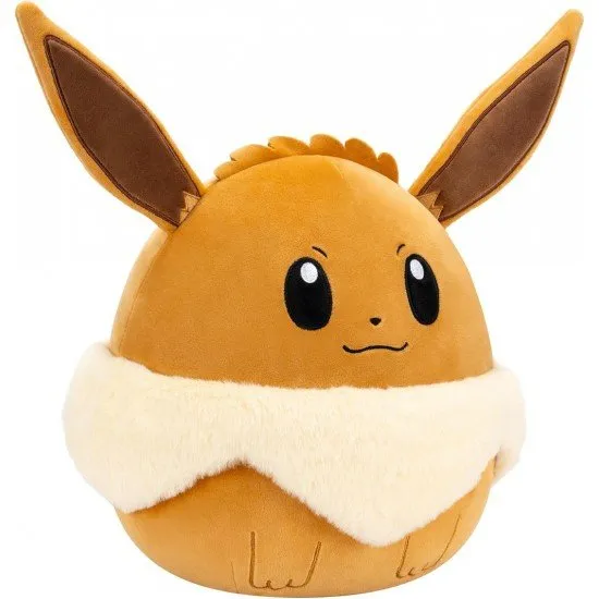 An official Pokémon Eevee Squishmallows plush toy, shown in its signature ultra-soft, squeezable form.
