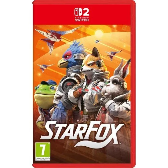 Star Fox Nintendo Switch 2 game showing Fox McCloud's Arwing in cinematic space combat against Andross forces