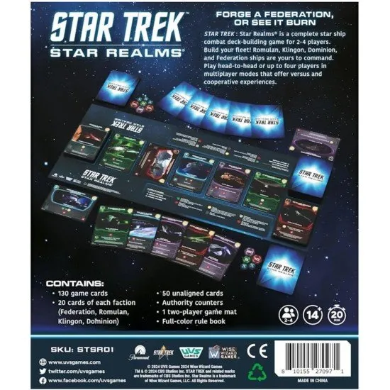 A collection of illustrated Star Trek starship cards featuring iconic vessels from the franchise in a deck-building game layout