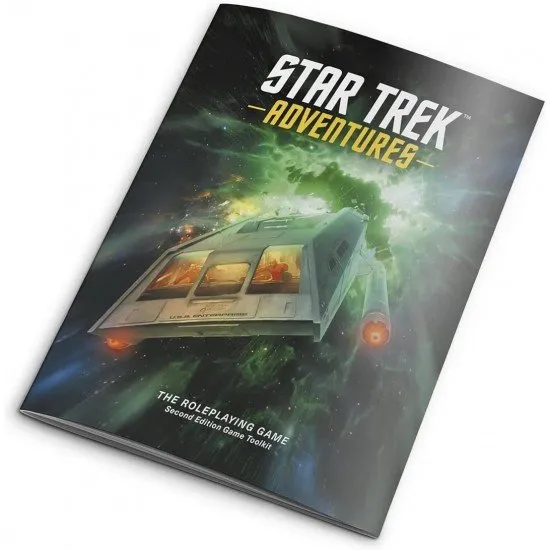 Star Trek Adventures RPG Toolkit The box art for the Star Trek Adventures RPG: Second Edition Game Toolkit, showing a starship and the included game master screen.