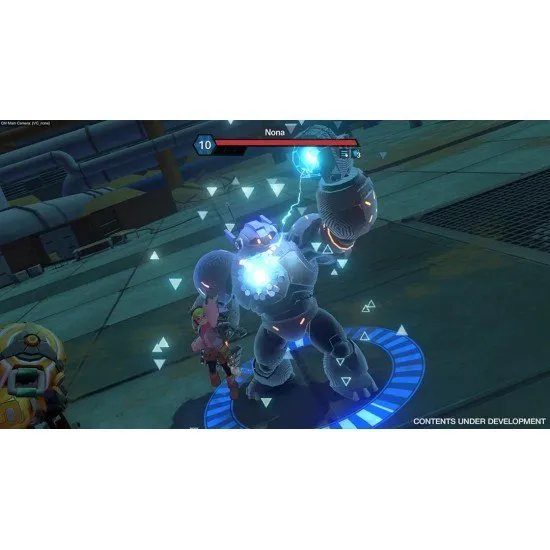 Lukida riding her slingshot-wielding Motorbot across a vast desert landscape with giant rusted shipwrecks in the background