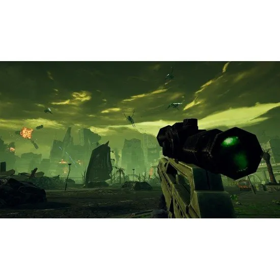 A tactical nuke explosion clearing a path through a bug-infested colony in a classic retro art style