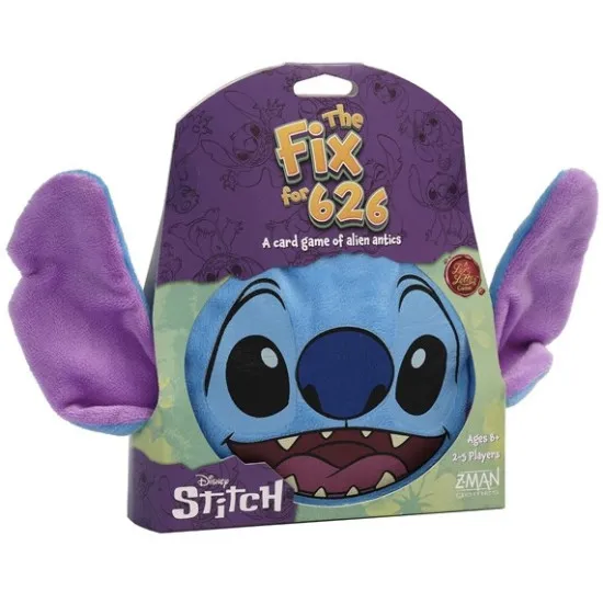 Disney Stitch The Fix for 626 Love Letter card game in Stitch-shaped plush carry bag with zip closure and lanyard