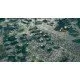 A high-altitude strategic view of a massive tank division advancing through a war-torn European village