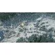 A high-altitude strategic view of a massive tank division advancing through a war-torn European village