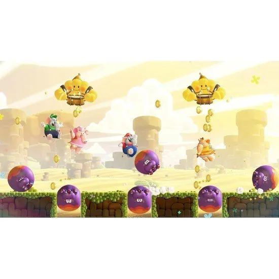 Super Mario Bros Wonder Switch 2 box art featuring Rosalina, Luma, and the Toad Brigade in Bellabel Park