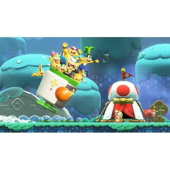 Super Mario Bros Wonder Switch 2 box art featuring Rosalina, Luma, and the Toad Brigade in Bellabel Park