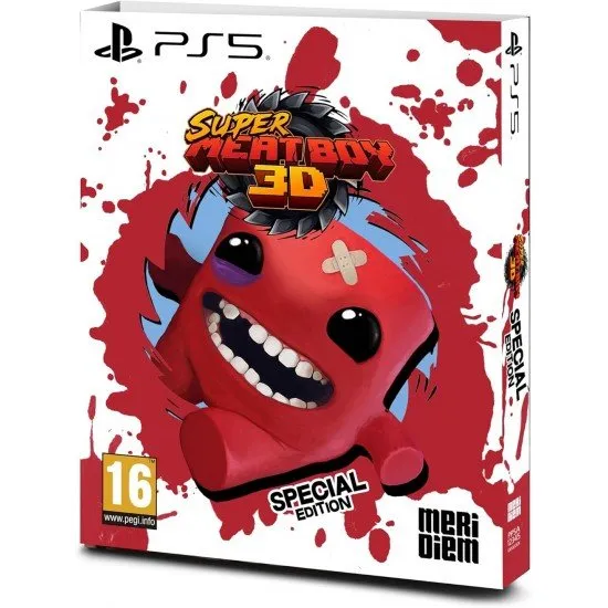 Meat Boy racing through a deadly 3D industrial environment filled with spinning saw blades
