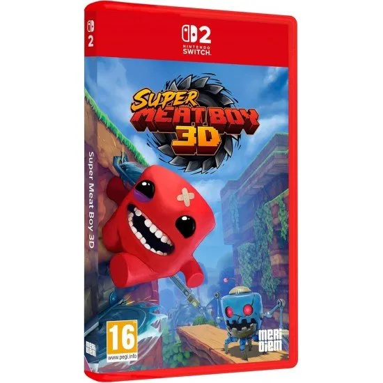 Meat Boy jumping between collapsing platforms in a burning 3D forest environment