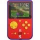 A handheld gaming device featuring a colourful screen and controls, showcasing the Rare logo and classic character art