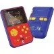 A handheld gaming device featuring a colourful screen and controls, showcasing the Rare logo and classic character art