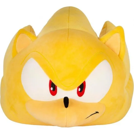 Super Sonic Mocchi Mocchi plush toy showing the golden hedgehog with a soft, squishy texture