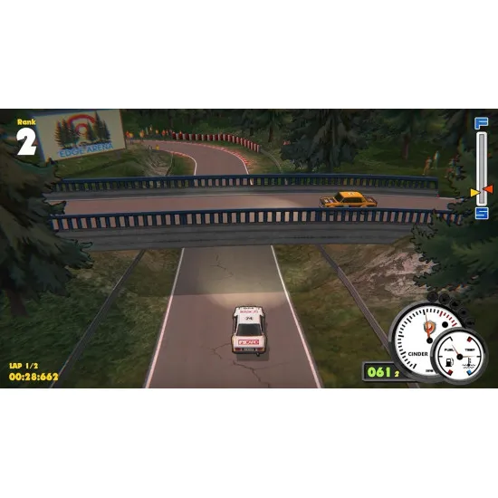 PlayStation 5 game case for Super Woden Rally Edge featuring retro rally cars racing on a dirt track