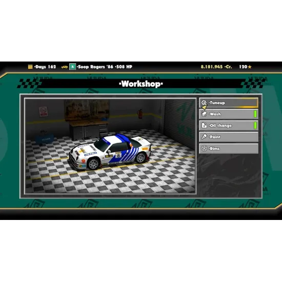 PlayStation 5 game case for Super Woden Rally Edge featuring retro rally cars racing on a dirt track