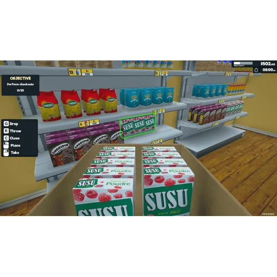 PlayStation 5 game case for Supermarket Simulator Fully Stocked Edition showing a bright grocery store interior